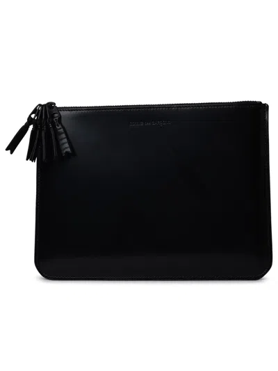 Comme Des Garçons Wallets Large Zipper Medley Leather Pouch In Black