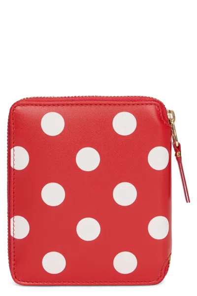 Comme Des Garçons Wallet Mini Polka Dot Zip Wallet In White