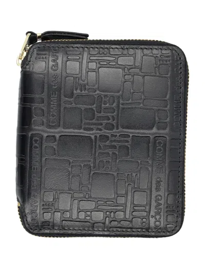 Comme Des Garçons Comme Des Garcons Wallet Mini Zip-around Wallet With Embossed Leather In Black