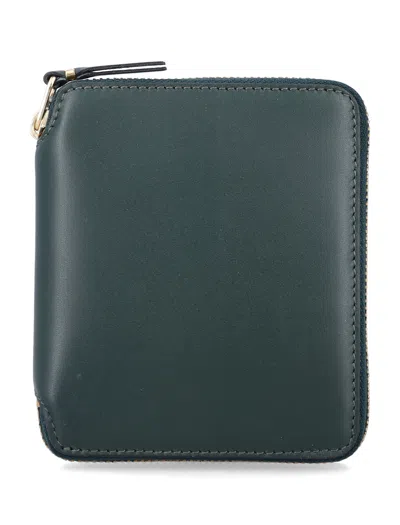 Comme Des Garçons Comme Des Garcons Wallet Mini Zip-around Wallet With Gold-tone Hardware, Card Slots & Coin Pocket (1 In Verde