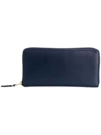 Comme Des Garçons Wallet Navy Leather Zip Around Wallet In Blue