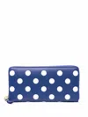 Comme Des Garçons Wallet Navy Polka Dot Raffia Purse