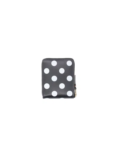 Comme Des Garçons Comme Des Garcons Wallet Polka Dot Zip Wallet In Black