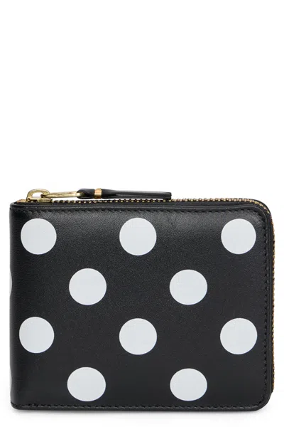Comme Des Garçons Wallet Polka Dot Zip Wallet In Black