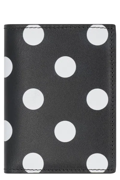 Comme Des Garçons Wallet Polka-dot Leather Wallet With Six Card Slots In Black