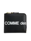 Comme Des Garçons Wallet Portafoglio In Pelle Di Vitello Nero Con Logo Grande Sa3100hl