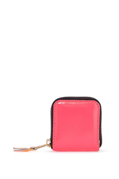 Comme Des Garçons Wallet Portafoglio Super Fluo Rosa In Pelle Di Capra Unisex