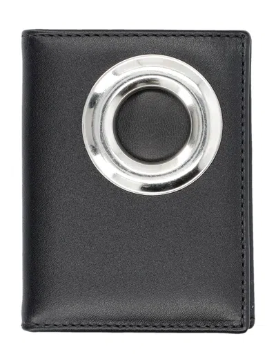 Comme Des Garçons Wallet Silver Eyelet Cardholder In Black