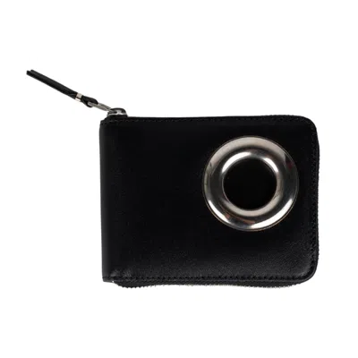 Comme-des-garcons-wallet Silver Eyelet Leather Wallet In Black In Nero