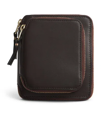 Comme Des Garçons Wallet Small Leather Vertical Outside Pocket Wallet In Brown