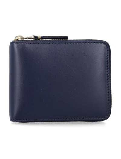 Comme Des Garçons Wallet Small Leather Zip-around Wallet In Blue