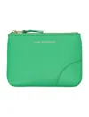Comme Des Garçons Wallet Small Leather Zip Pouch In Green