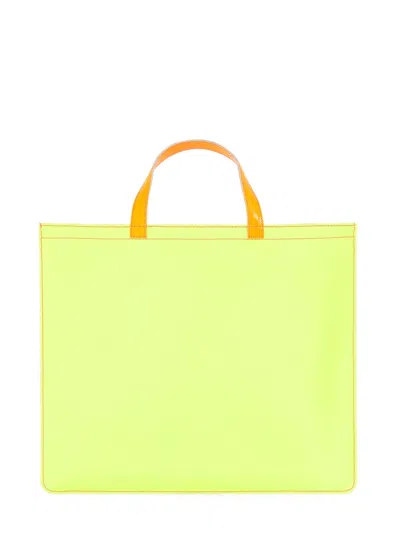 Comme Des Garçons Wallet Super Fluo Leather Tote Bag In Yellow