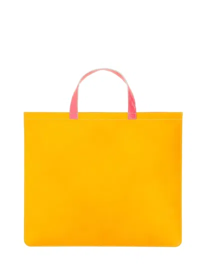 Comme Des Garçons Comme Des Garcons Wallet Super Fluo Leather Tote Bag In Yellow