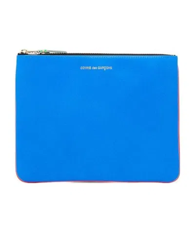 Comme Des Garçons Wallet Super Fluo Pouch In Blue