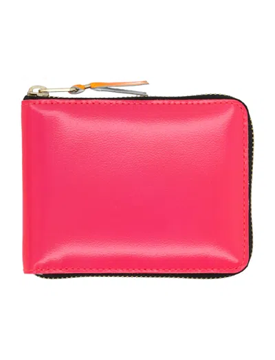 Comme Des Garçons Wallet Super Fluo Small Zip Around Wallet In Pink