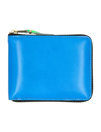 Comme Des Garçons Wallet Super Fluo Small Zip Around Wallet In Blue