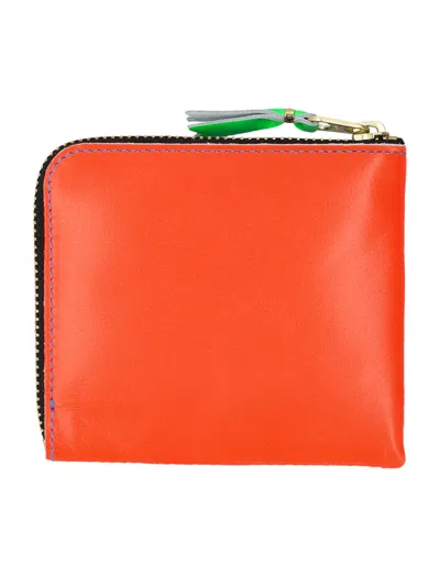Comme Des Garçons Wallet Super Fluo Small Zip Coin Wallet In Orange