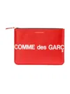 Comme Des Garçons Logo Print Calfskin Coin Purse In Red