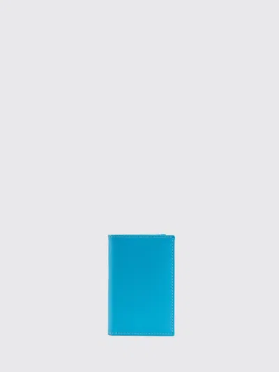 Comme Des Garçons Wallet Calf Leather Card Holder In Blue