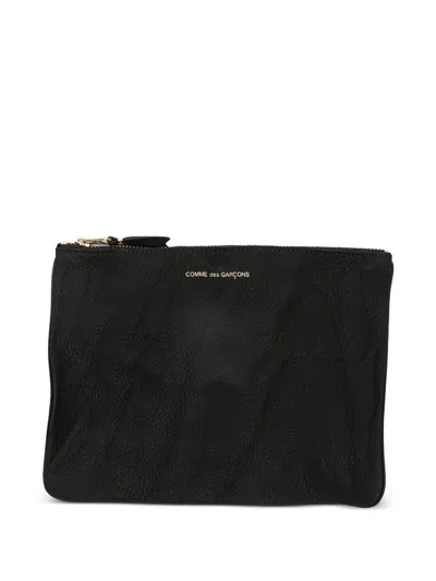 Comme Des Garçons Wallet Washed Leather Wallet With Zip In Black