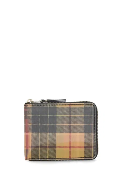 Comme Des Garçons Wallet With A Tartan Pattern In Yellow