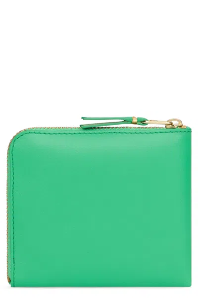 Comme Des Garçons Wallet Zip-closure Wallet In Calfskin In Green