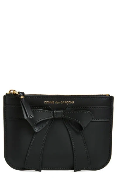 Comme Des Garçons Wallets Big Bow Leather Coin Purse In Black