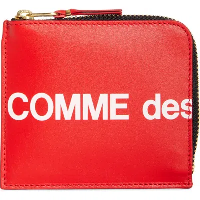 Comme Des Garçons Wallets Huge Logo Half-zip Wallet In Red