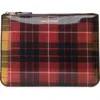 Comme Des Garçons Wallets Large Lenticular Tartan Coated Leather Zip Pouch In Red/yellow