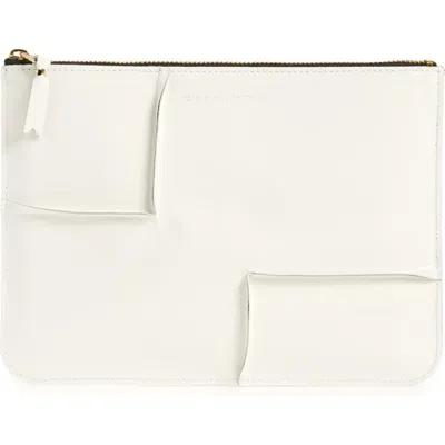 Comme Des Garçons Wallets Large Seam Detail Zip Pouch In White