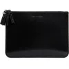 Comme Des Garçons Wallets Large Zipper Medley Leather Pouch In Black