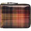 Comme Des Garçons Wallets Lenticular Tartan Coated Leather Half Zip Wallet In Red/yellow