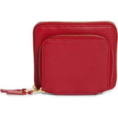 Comme Des Garçons Wallets Outside Pocket Two-compartment Leather Wallet In Red