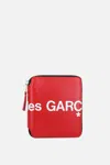 Comme Des Garçons Logo Print Wallet In Red