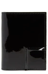 Comme Des Garçons Wallets Reversed Corner Patent Leather Card Case In Black