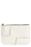 Comme Des Garçons Wallets Seam Detail Leather Zip Pouch In White