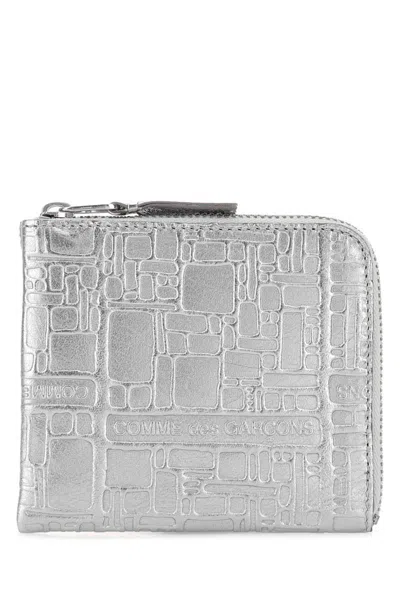 Comme Des Garçons Comme Des Garcons Silver Leather Card Holder In White
