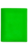 Comme Des Garçons Wallets Super Fluorescent Leather Bifold Wallet In Green
