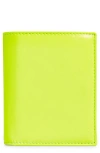 Comme Des Garçons Wallets Super Fluorescent Leather Bifold Wallet In Green