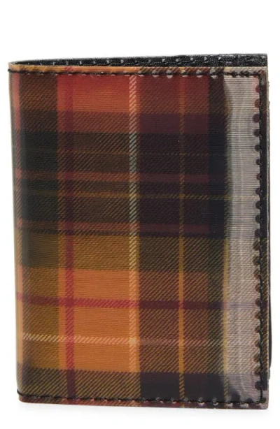 Comme Des Garçons Wallets Tartan Leather Bifold Wallet In Red/yellow