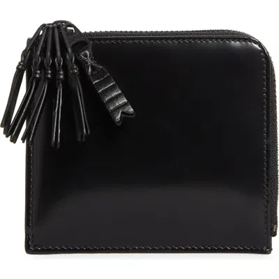 Comme Des Garçons Wallets Zipper Medley Leather Half Zip Wallet In Black