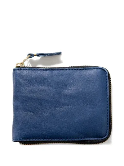 Comme Des Garçons Washed Leather Wallet Accessories In Blue
