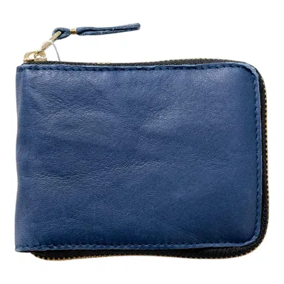 Comme Des Garçons Washed U Zipped Wallet In Blue