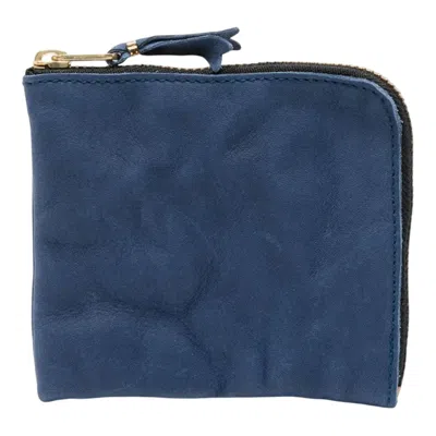 Comme Des Garçons Washed Wallet L Zip In Blue