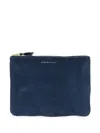 Comme Des Garçons Washed Zip-up Leather Pouch In Blue