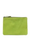 Comme Des Garçons Washed Zip-up Leather Pouch In Green