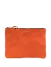 Comme Des Garçons Washed Zip-up Leather Pouch In Orange