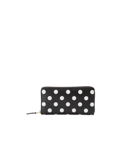 Comme Des Garçons Wave Dot Wrap-around Zipper Wallet In Black