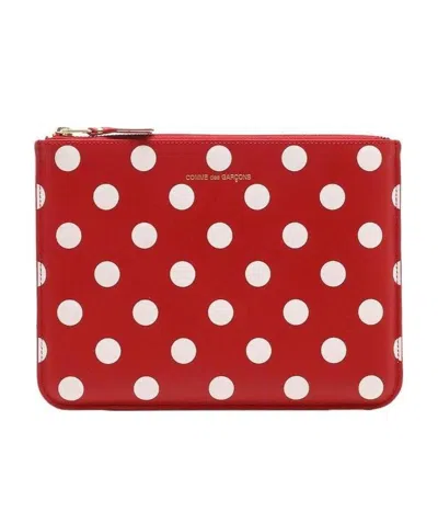 Comme Des Garçons Wave Spot Pattern Handbag In Red